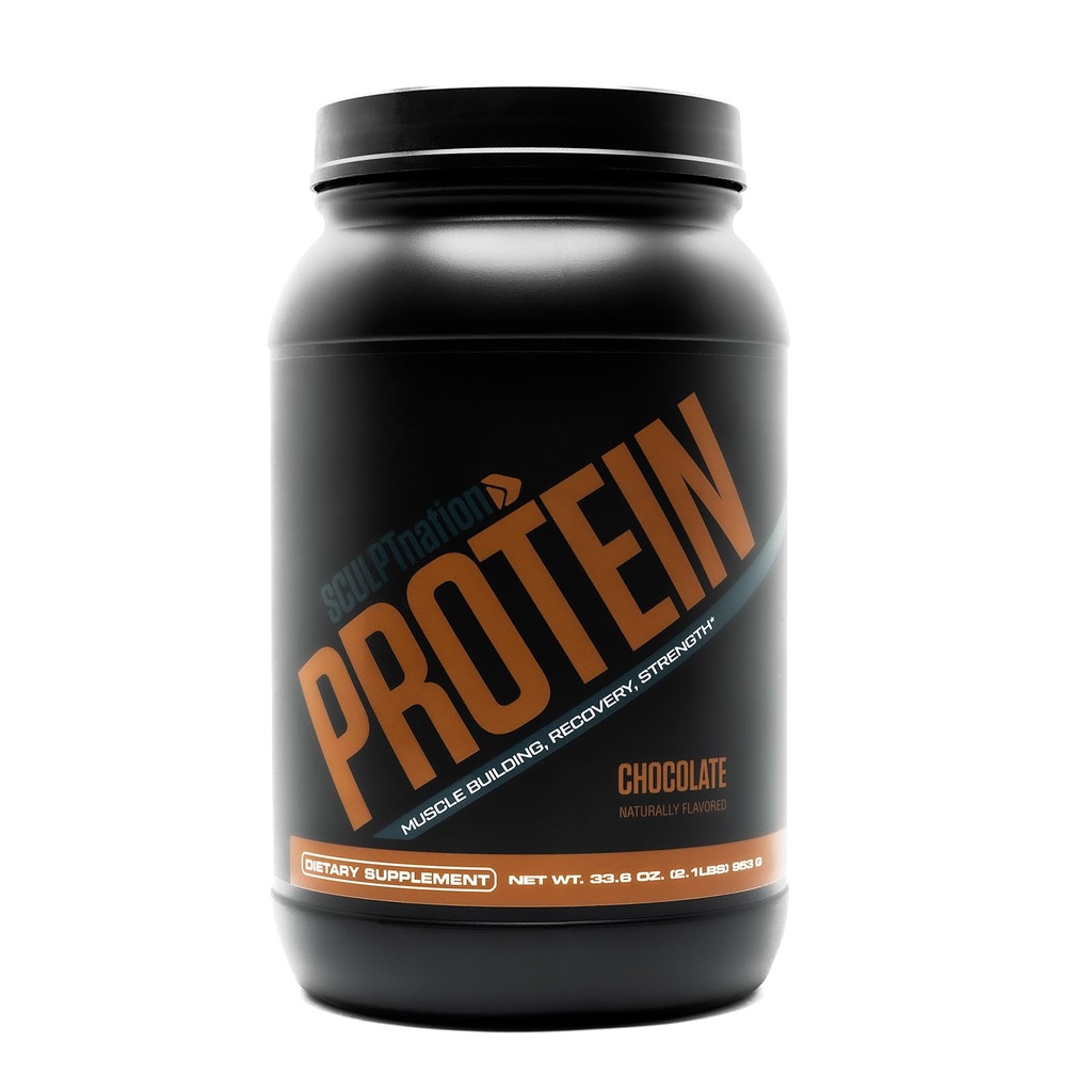 Sculpt Nation by V Poudre de protéines écrémées (chocolat) - Chocolat en poudre de protéines de lactosérum de qualité supérieure et BCAA pour soutenir la construction et la récupération des muscles - 30 portions