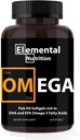 Oméga-3 d'huiles de poisson – 60 Softgels Valeur Bouteille d'Eicosapentanoïque (EPA) et d'acide docohexaénoïque (DHA) dans un pot à poignée noir