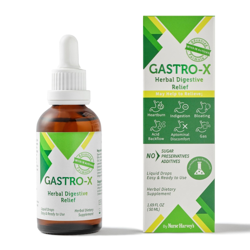 Nurse Harvey's Gastro-x – Herbal Stomach Care Drops with Herbal Extracts – Sugar-Free/Liquid Supplement – 50ml / 1.69 fl oz