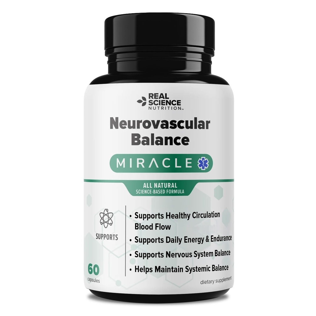 Real Science Neurovascular Balance – Natural Blood Circulation Supplements for Energy & Endurance – with Vinitrox & GABA for Nitric Oxide Circulation and Nervous System Support – Made in USA, 60 Caps