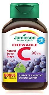 Vitamin C Chew 500mg Grape Bonus-100+20 tabs Brand: Jamieson Laboratories