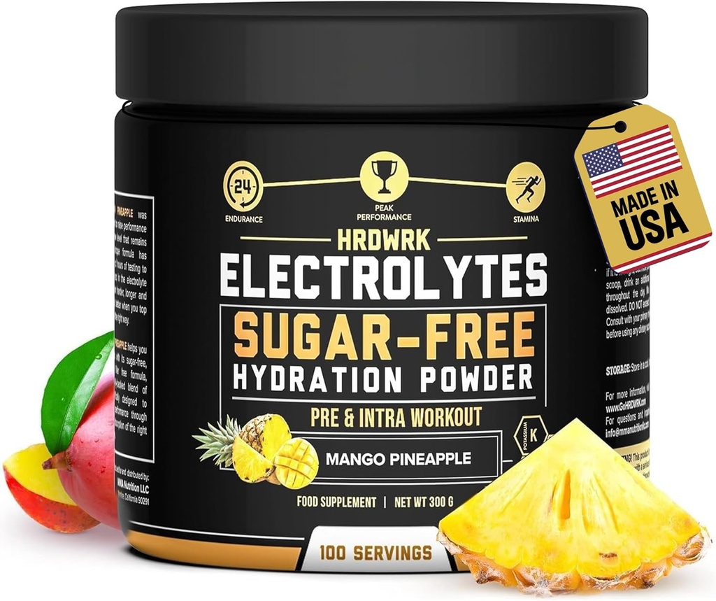 HRDWRK électrolytes poudre avec magnésium, potassium - sans sucre électrolytes stimuler l'endurance et réduire la fatigue avec ce supplément électrolytes - hydratation maximale - Keto Friendly