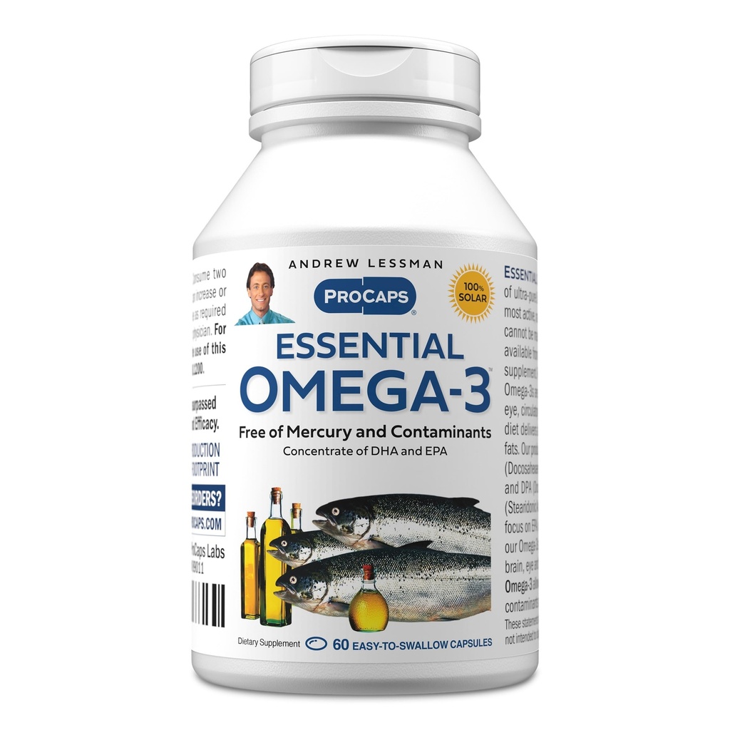 ANDREW MOINSMAN Essential Omega-3 Non aromatisé - 60 Softgels - Huiles Omega-3 ultra-pures à haute puissance. Haut DHA, pas de soulèvement de l'estomac, pas de contaminants, pas de mercure. Petits softgels faciles à avaler