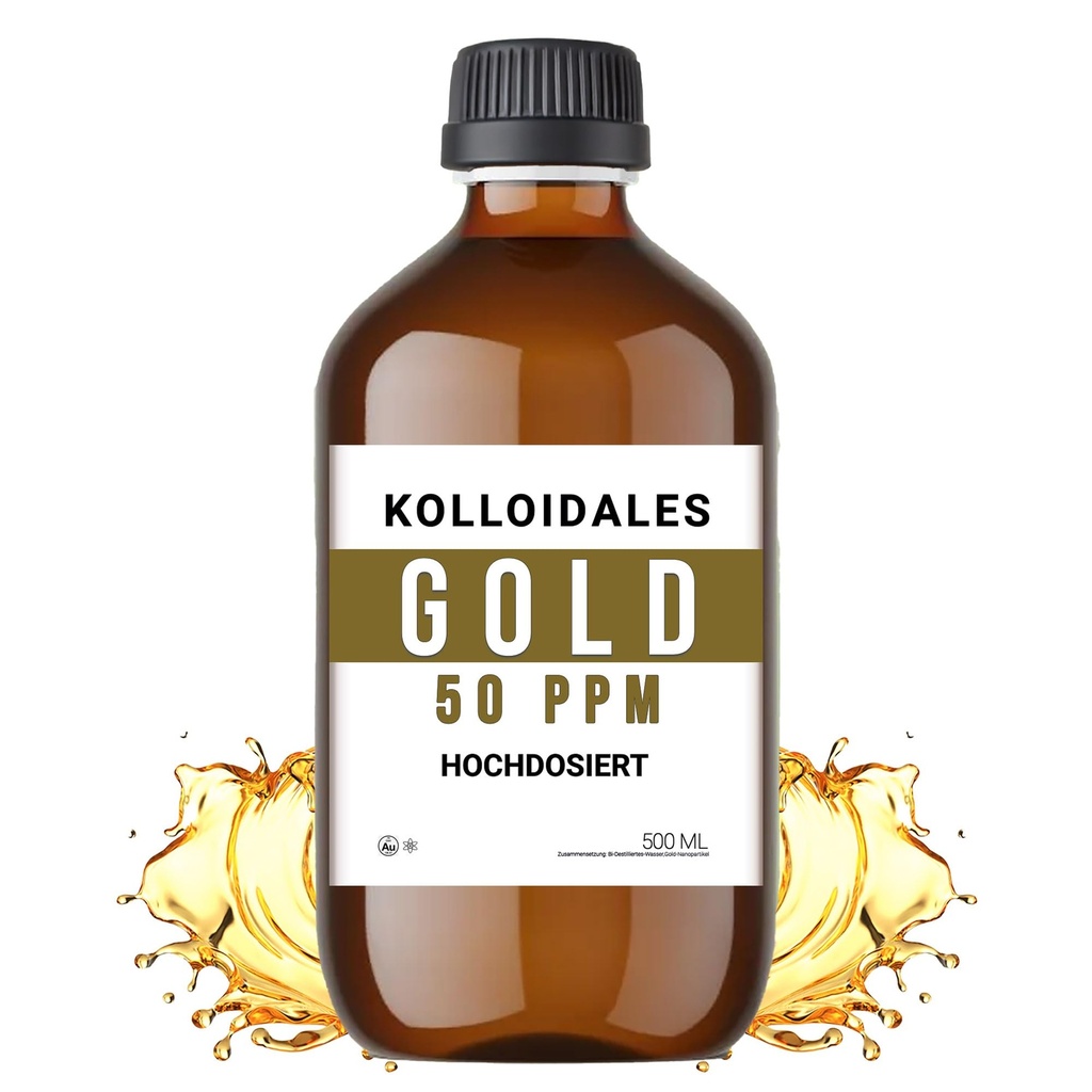 Solution d'or colloïdal, 50 PPM, 500ml, haute pureté 99,99%