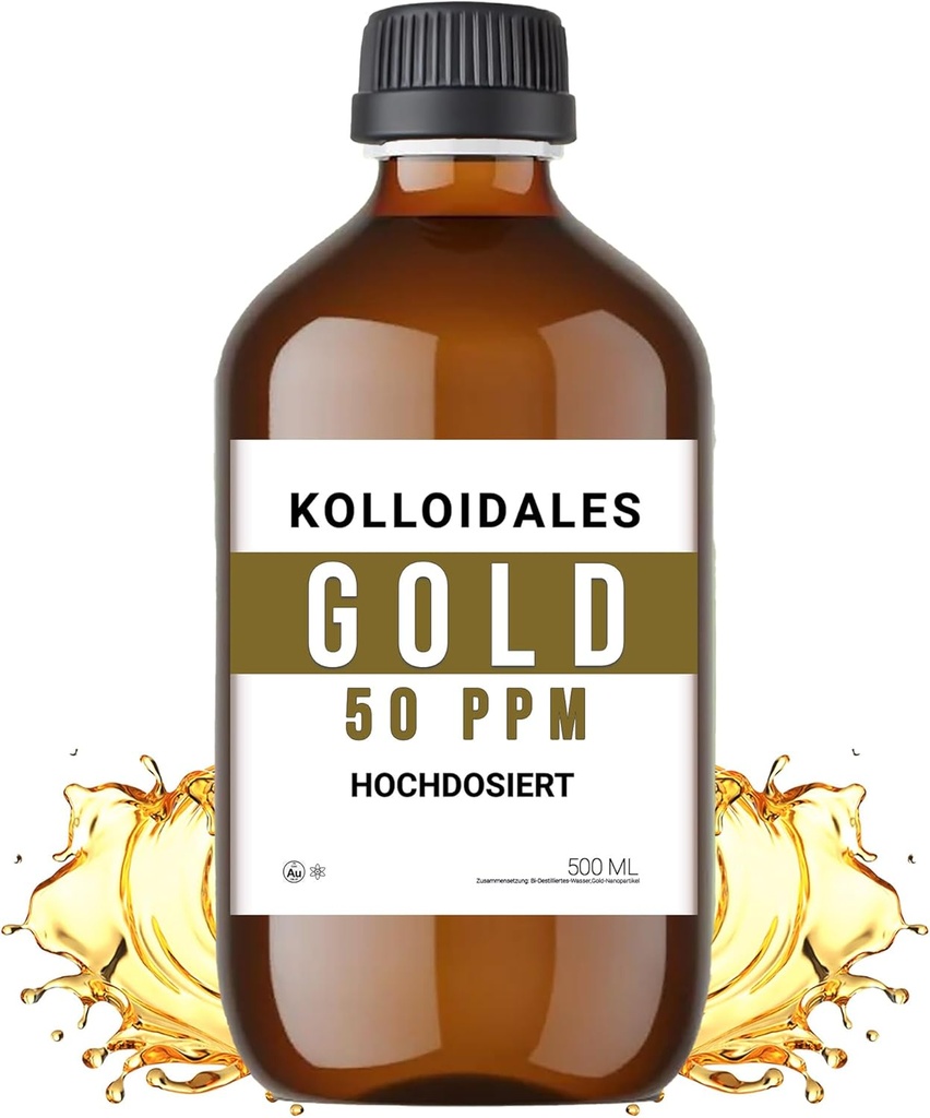 Solution d'or colloïdal, 50 PPM, 500ml, haute pureté 99,99%
