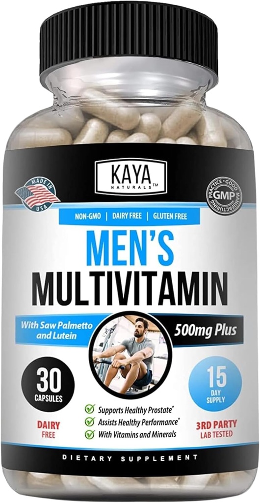 Kaya Naturals Multivitamin for Men - Men's Prostate Multivitamin - Multi Mineral Daily Supplement - Pills for Men - Supports Healthy Prostate - Vitaminas para Hombres - 30 Veggie Capsules