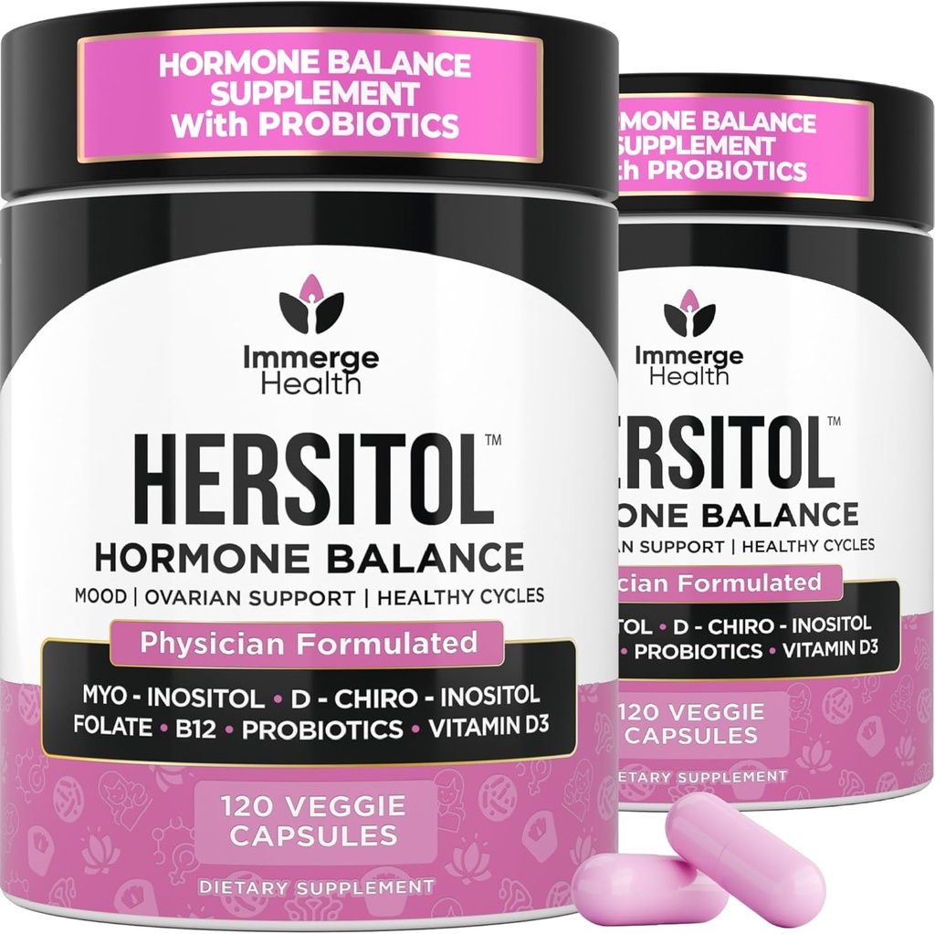 Hormone Balance for Women, PCOS, Ovarian Support, Fertility, Menstrual Cycle | Myo-Inositol & D-Chiro Inositol Supplement 40:1 Ratio With Folic Acid, B12 & Probiotics | Female Vitamins 240 Capsules