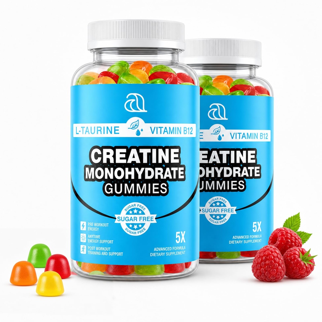 Creatine Gummies for Women & Men - Creatine Monohydrate Gummies Tasty Chewable Supplement, Muscle Support & Energy Boost (Pack of 2)