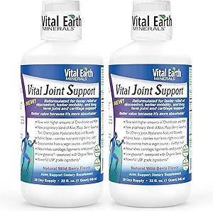 Supplément vital de soutien des articulations liquides de la Terre 2-Pack – Glucosamine, Chondroïtine, MSM Plus Acid Hyaluronique, Boswellia & Acid Fulvic (70+ Trace Minerals), 32 Oz Ea