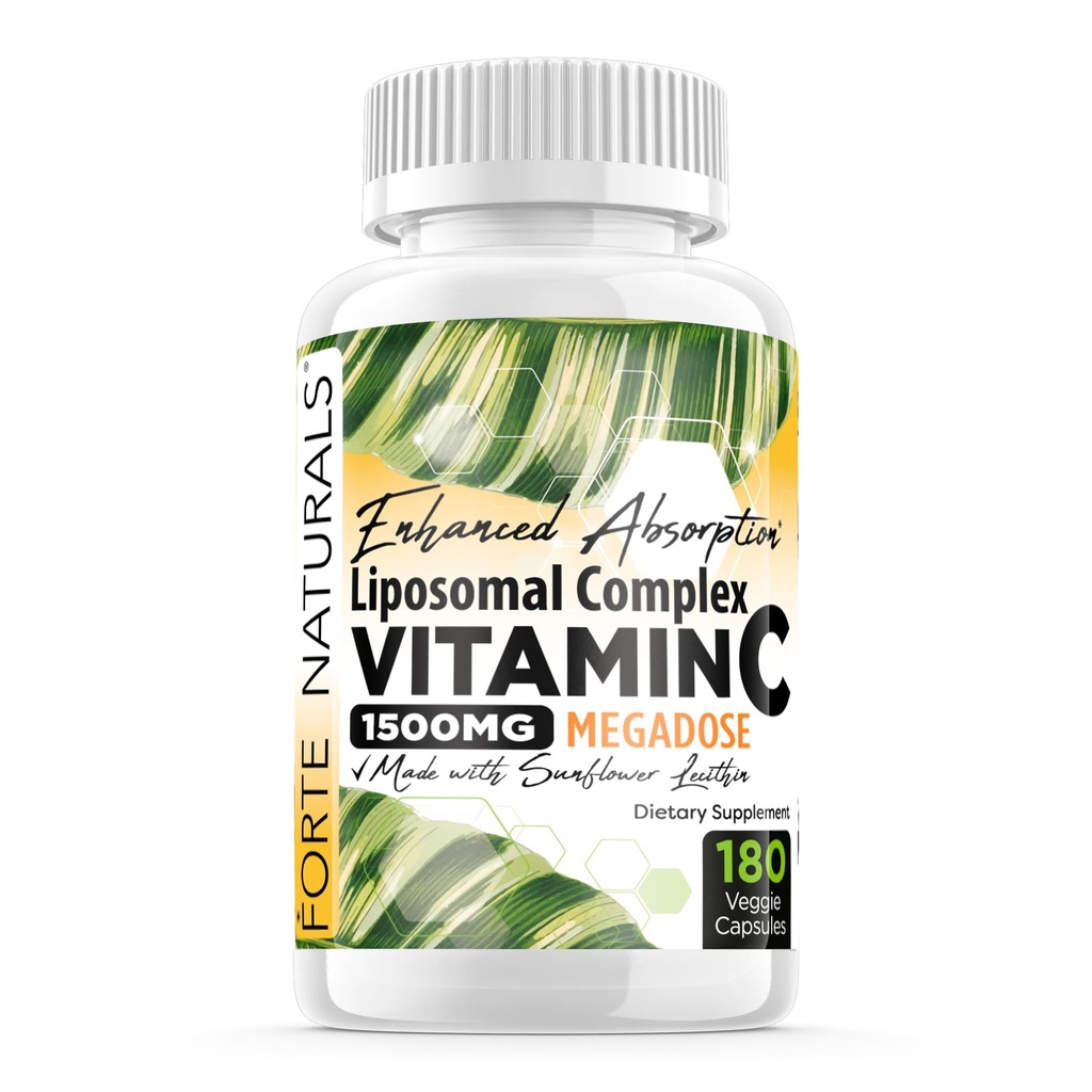 High Dose Vitamine C 1500mg Liposomique C Complex Supplement with Sunflower Lécithine Capsules Suppléments Lait cloché Lécithine Sunflower 180 Capsules Célébration Vitamines