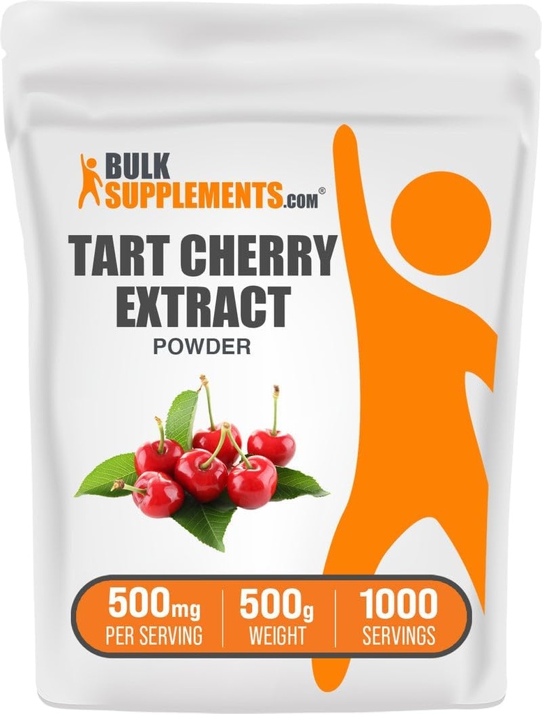 BulkSupplements.com Tart Cherry Extract Powder - Tart Cherry Supplément, supplément à base de plantes - source antioxydante, sans gluten, 500mg par portion, 500g (1,1 lb) (paquet de 1)