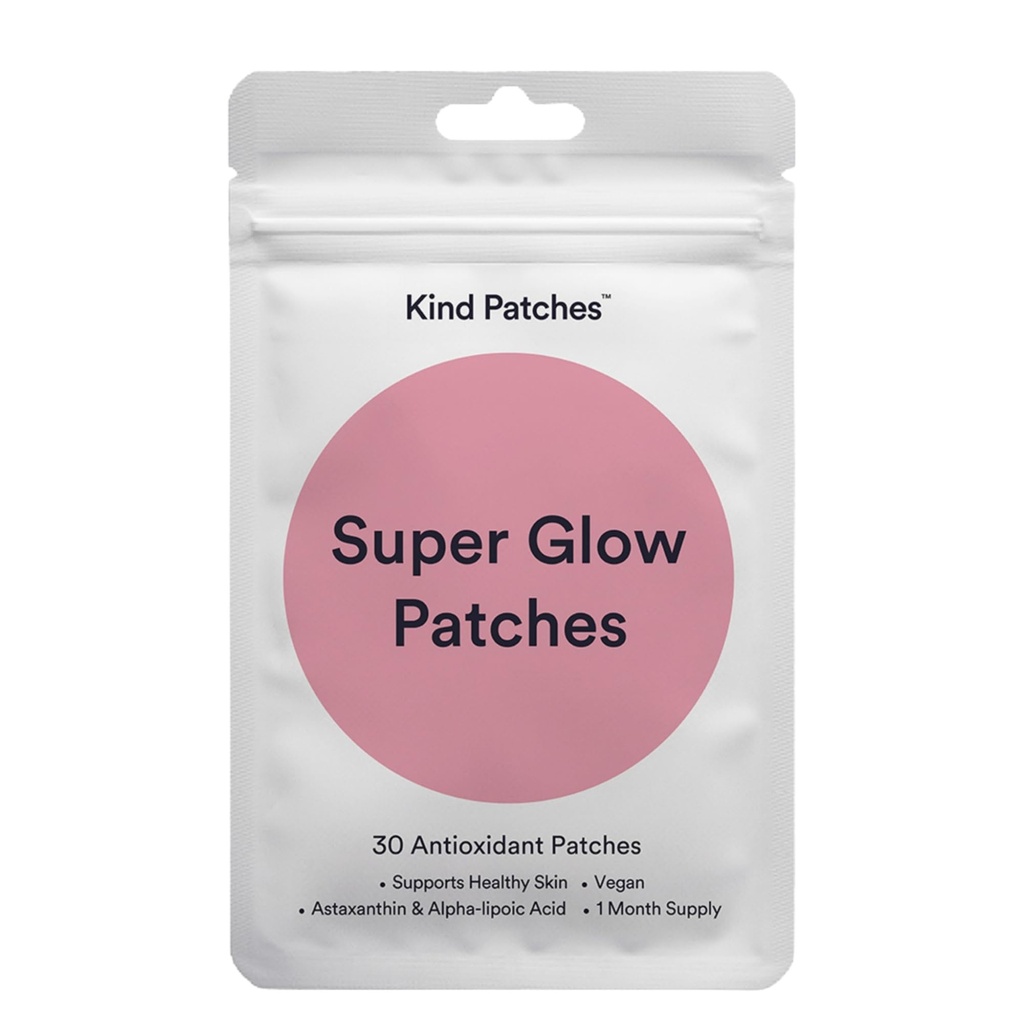 Kind Patches Super Glow Patches with Astaxanthin, Alpha Lipoic Acid and Resveratrol - Vegan - 30 Count