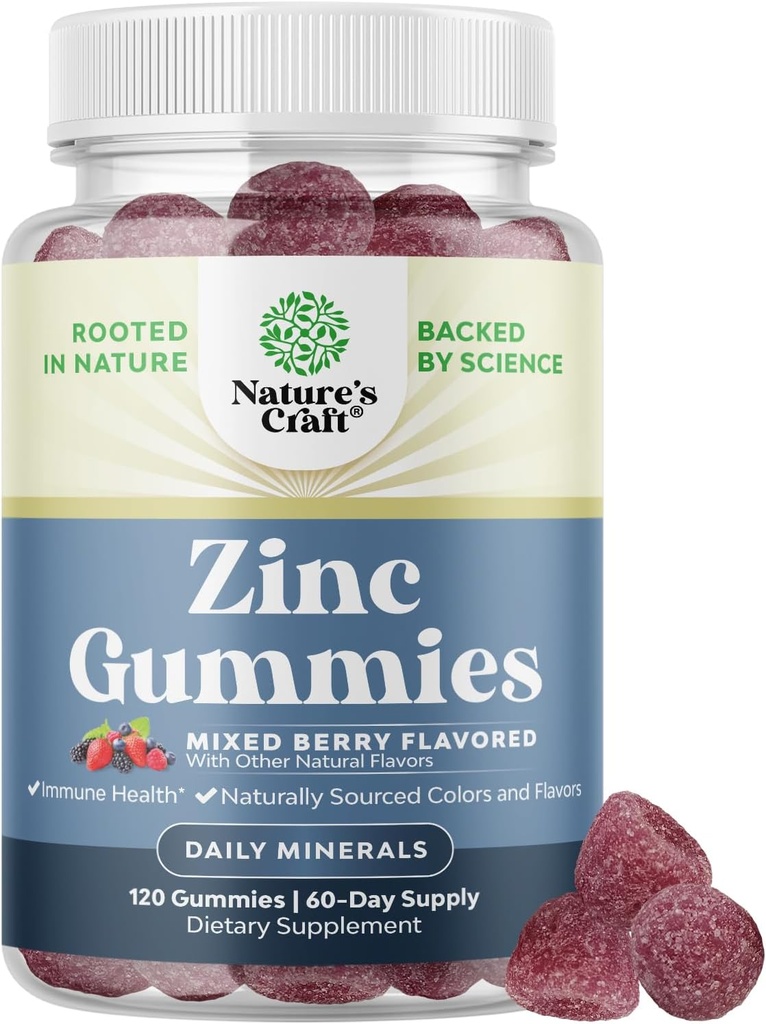 Gommies Zinc Extra Strength pour Adultes - Suppléments Zinc Chewable pour femmes et hommes pour le soutien énergétique et immunitaire - Vitamines et suppléments minéraux - 120 Chews