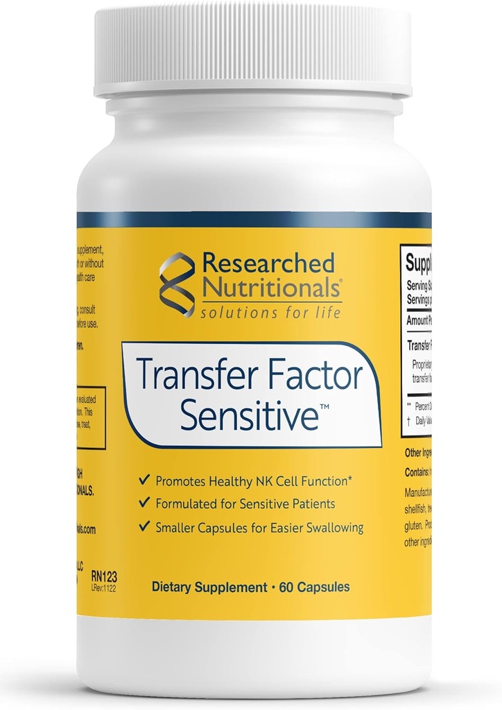 Facteur de transfert nutritionnel recherché Sensible - Soutien immunitaire Facteurs de transfert dérivés de la viande bovine et capsules de colostrum (60 capsules)