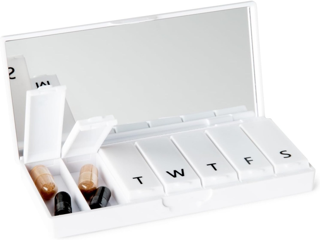 PORT X POLISH Designer Organisateur hebdomadaire de boîtes à pilules (Single 1X Daily, Crisp White)