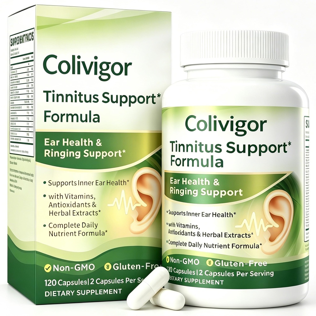 Colivogor Tinnitus Relief for Ringing Ears, 120 Capsules, Ear Tinnitus Relief, with Flavonoids, Vitamins, Inner Ear Health & Balance Support, 60 Servings
