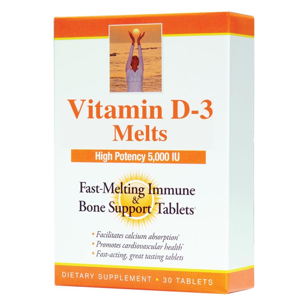 Dr. Newton's Naturals Vitamin D3 Fast-Melting Tablets - 5000 IU (125 mcg) Helps Maintain Healthy Bones and Immune Support - 30 Tablets - Ultimate Absorption – High Potency-Manufactured in USA