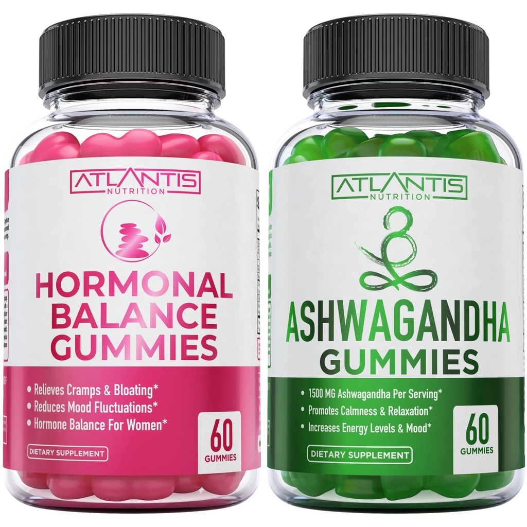 Solde hormonal Gommies de secours du SPM + Gommies d'Ashwagandha
