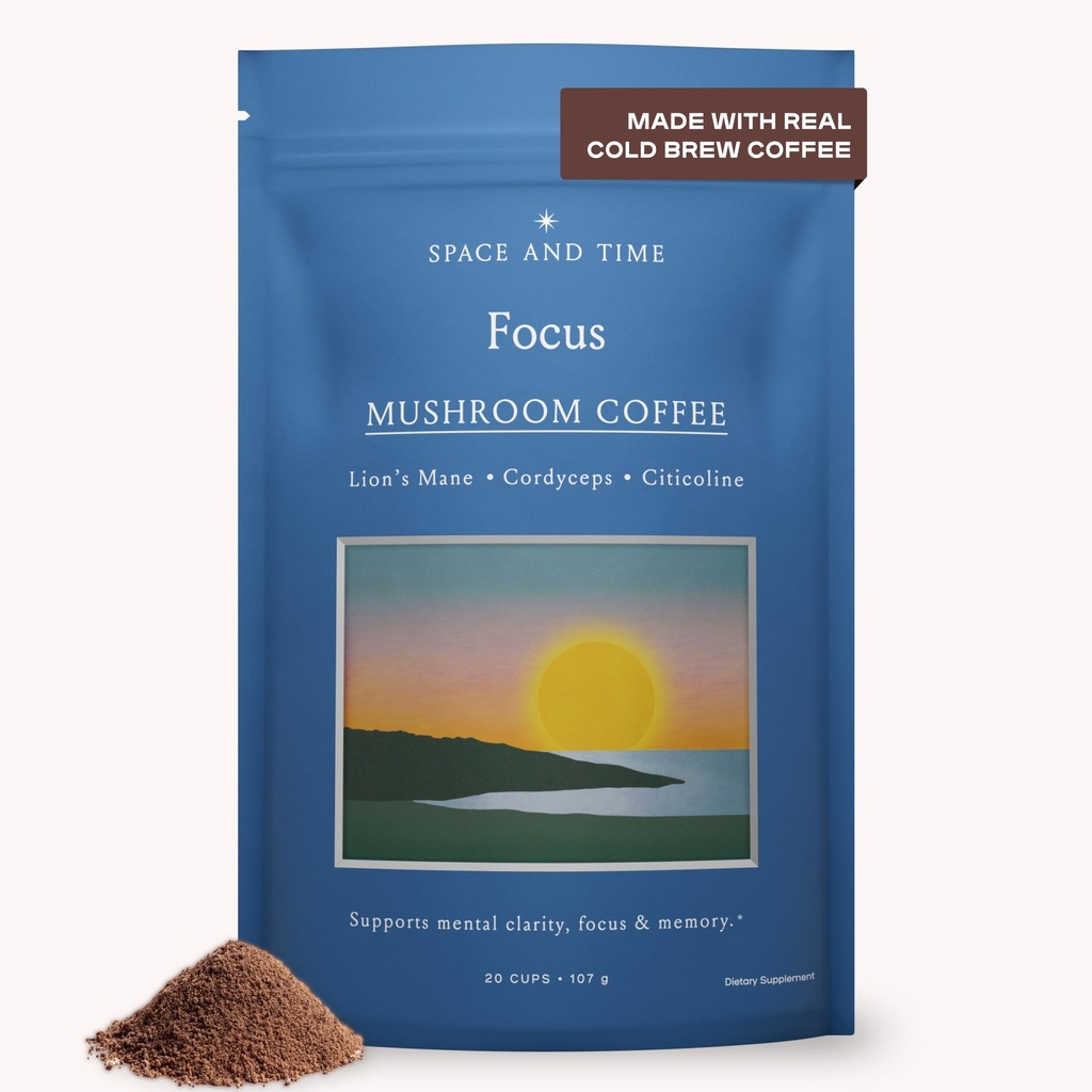 Mushroom Coffee, 20 Cups of Focus, Productivity & Clean Energy, Instant Mushroom Coffee with Lions Mane, Cordyceps and L-Theanine