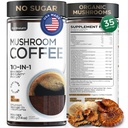 Mushroom Coffee - French Roast Style Instant Coffee + Lion’s Mane 900mg for Focus + Reishi, Chaga & Turkey Tail - 10-in-1 Mushrooms Fruiting Body Adaptogen Blend, Sugar Free, 35 Servings
