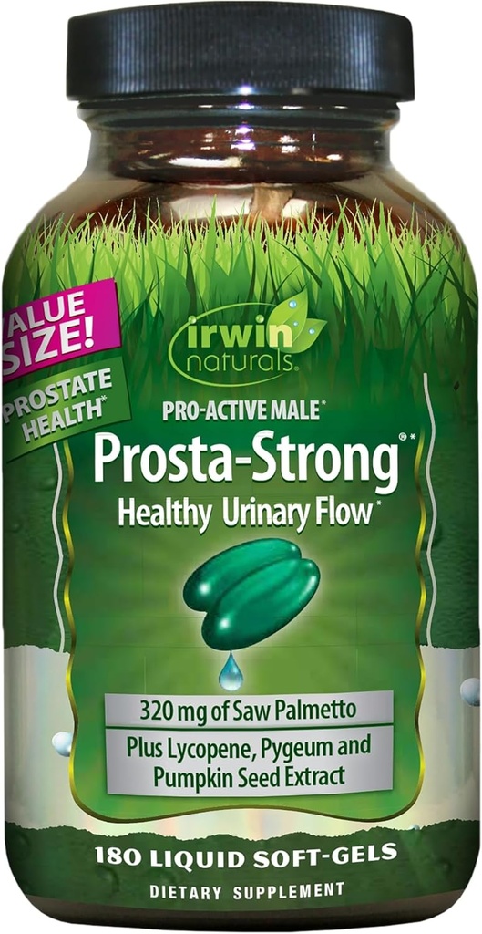Irwin Naturals Prosta-Strong - 180 Softgels - Prostate Health Support with Saw Palmetto, Lycopène & Graines de citrouille - supporte le flux urinaire