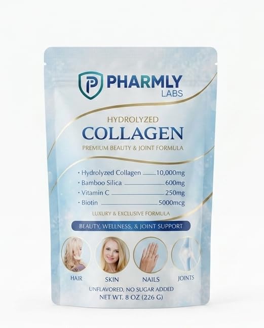 Hydrolyzed Collagen Peptides Powder for Women & Men 10,000mg Collagen with Biotin, Vitamin C & Bamboo Silica Hair Skin Nails & Joint Support Unflavored
