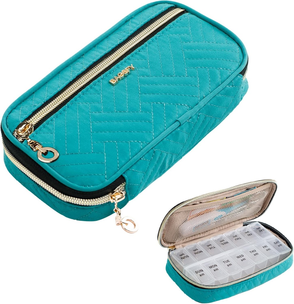 BAGSFY Pill Organizer Case 2 Times a Day- Weekly Medicine Organizer Travel Pill Box with Removable 7 Day Medicine Case Container for Fish Oil, Vitamin, Supplement