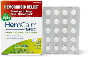 Boiron Hemcalm hémorroïdes Comprimés de soulagement pour la douleur démangeaisons, gonflement et inconfort, Blanc, 60 Compte