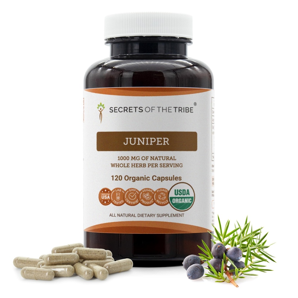 Secrets de la Tribe Juniper 120 Capsules, 1000 mg, USDA Juniper biologique (Juniperus communis) Berry séché (120 Capsules)