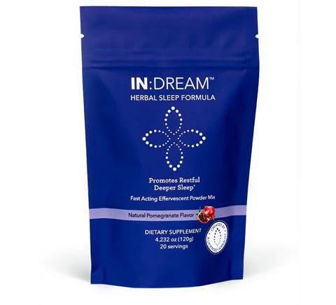 in Dream - Natural Sleep Aid Powder Drink Mix Herbal Adaptogen & Antioxidant Blend – Natural Night Sleep Drink for Deep Sleep, Relaxation & Recovery – Pomegranate Flavor, 20 Servings