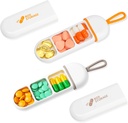Toplive 2 Pack Organisateur de Pill Travel, Portable Pill Container Mini Daily Pill Organisateur, Petite Pill Case Médicament Organisateur Pocket Supplément Vitamine Boîte à huile de poisson, Blanc Orange et Blanc Gris