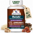SCIENCES DE CANCER Reishi Wellness Complément de champignons Capsules, extrait de champignons biologiques certifiés USDA, force supplémentaire 1 500 mg, puissance élevée 40% Beta-Glucans, immunosupport, anti-âge, 120 capsules
