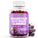Magnesium Glycinate 600mg Gummies - Natural Grape Flavor - 60 Count | Support for Sleep, Immunity, Heart, Bones, Nerves, Digestion - Maximum Absorption - Gluten-Free, 100% Vegetarian