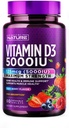Construit par la nature Vitamine à croquer D3 5000 UI - Supplément vitamine D Chews – Sans sucre et saveur de baie naturelle - 60 comprimés