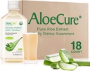 AloeCure USDA Bio Aloe Vera Juice fabriqué dans les 12 heures de la récolte - Pure Aloe Juice supplément digestif naturel pour soutenir la digestion, le système immunitaire et l'acidité équilibrée de l'estomac, 18 x 500ml bouteilles