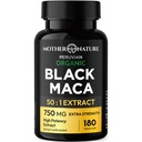 Black Maca Root 50:1 Extrait 37 500mg – 180 Capsules Bio Péruvien Maca Peruana Supplément pour les hommes