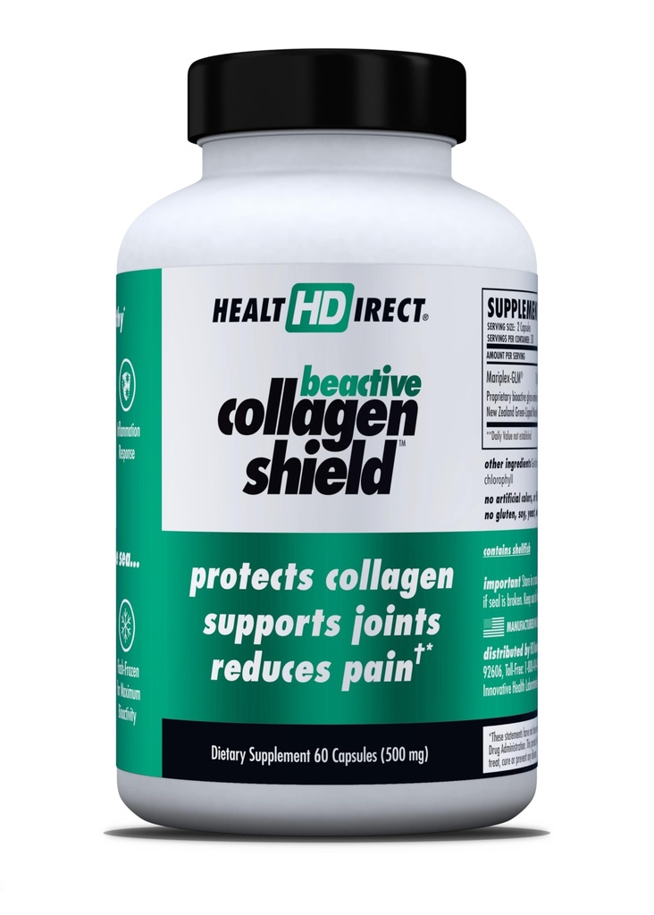 HEALTH DIRECT - BeActive Collagen Shield - 120 Capsules - Advanced Green-Lipped Mussel Supplement for Collagen Protection - Supports Skin, Joints and Muscles