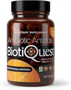 BiotiQuest Antibiotiques Antidotes Probiotiques pour rééquilibrer le corps après avoir pris des antibiotiques, 20 milliards UFC, non-OGM, et sans gluten, 30 capsules