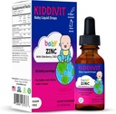 Kiddivit Baby Zinc gouttes liquides avec Elderberry, Vitamine D3 & C – Supplément doux de soutien immunitaire – 60 portions quotidiennes, Inuline riche en fibre prébiotique – sans sucre, sans gluten, végétarien, 2oz