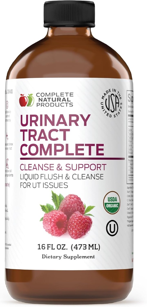 Complete Natural Urinary Tract Complete 8oz - Supplément liquide pour la santé urinaire avec canneberge biologique, D-mannose, racine de betterave, graines de fenouil et curcuma