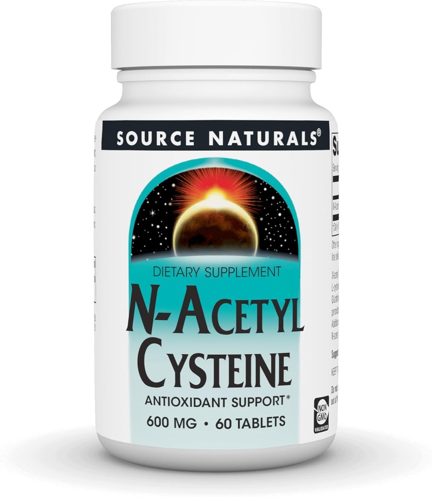 Source Naturals N-acétyl Cysteine Antioxydants Soutien 600 mg Complément alimentaire qui soutient la santé respiratoire* - 60 comprimés