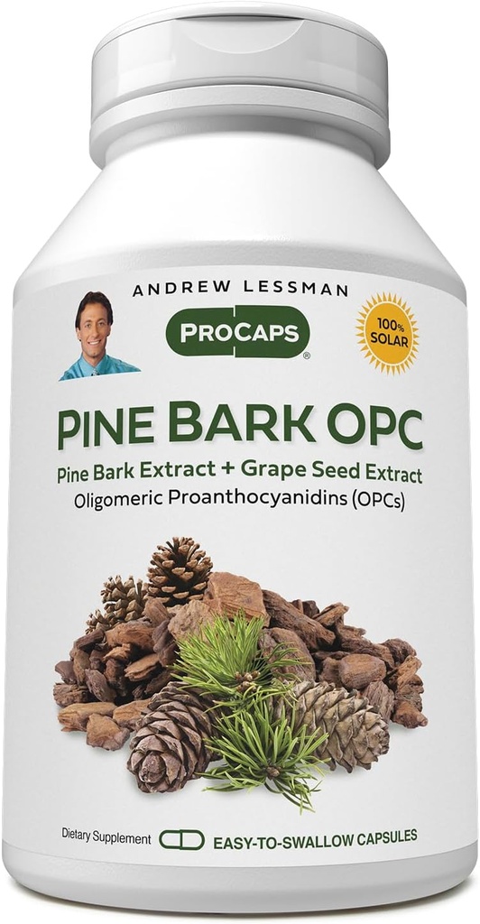 ANDREW LESSMAN Pine Bark OPC Anti-Oxidant Extraits 360 Capsules - Supporte les tissus et les systèmes d'organes pour neutraliser les radicaux libres, proanthocyanidines, puissant anti-oxydant, aucun additif