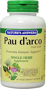 Natures Réponse Pau d arco Inner Bark - 90 Capsules végétariennes - 1000 mg - Support immunitaire - Vegan - Sans gluten