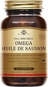 Solgar Wild Alaskan Full Spectrum Omega, 120 Softgels - Soutient la santé du coeur, du cerveau, des os et de la peau - Fournit la vitamine D3 - Source riche de l'EPA et DHA - Non OGM, sans gluten, sans produits laitiers - 60 portions