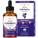 NutraChamps Black Elderberry pour les enfants gouttes liquides, 10:1 extrait Sambucus Sirop de baies aînées pour les enfants, sans sucre européenne gouttes de baies aînées Berry Flavor, soutien immunitaire, 4 mois d'approvisionnement