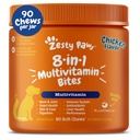 Zesty Paws Dog Multivitamine, Vitamines de chien à croquer et suppléments pour la hanche et les articulations, la peau et le manteau, Omega 3 Huile de poisson pour chiens- Senior & Puppy Multivitamine- Poulet- 90ct