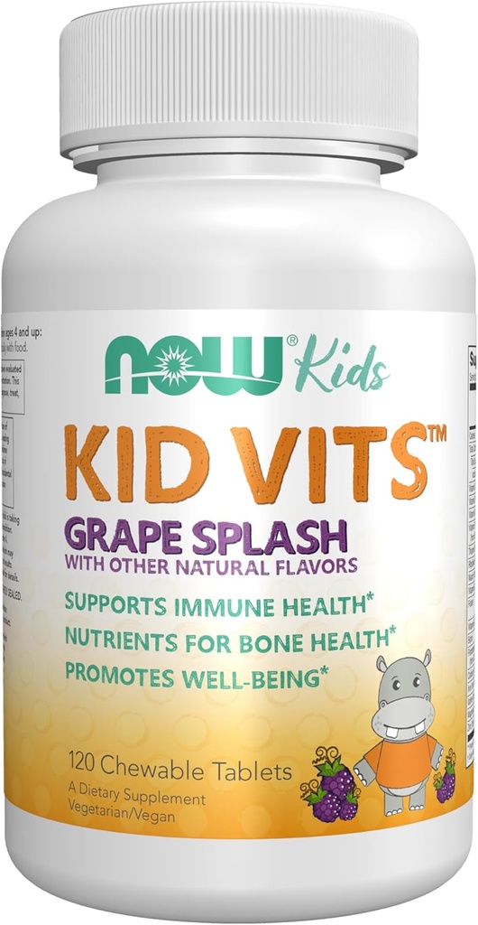 MAINTENANT Suppléments pour enfants, Vitamines pour enfants Multivitamine, Saveur de raisin, 120 comprimés à croquer