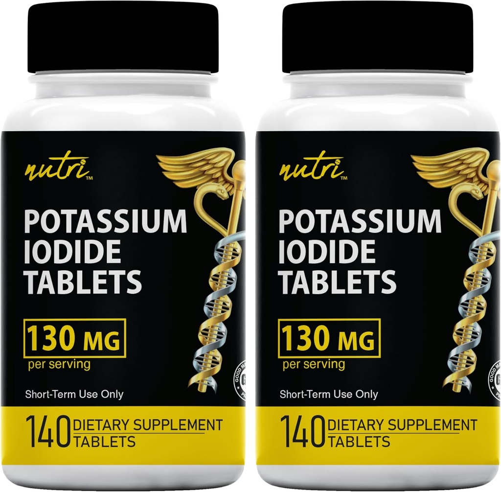 Comprimés d'iodure de potassium (paquet de 2) 130mg - 280 comprimés EXP 10/2032 - YODO Naciente - Pilules KI - Yoduro de Potasio - Suppléments Nutri