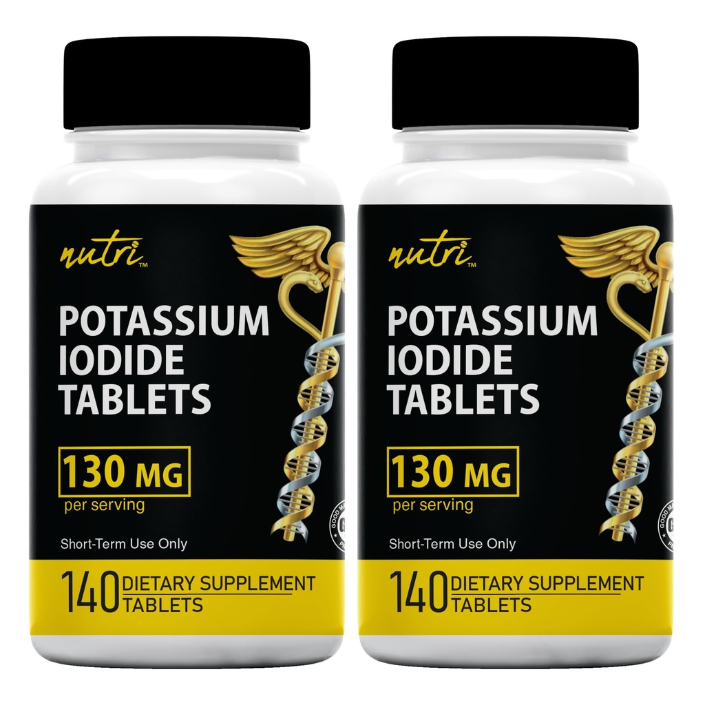 Comprimés d'iodure de potassium (paquet de 2) 130mg - 280 comprimés EXP 10/2032 - YODO Naciente - Pilules KI - Yoduro de Potasio - Suppléments Nutri