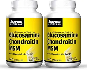 Formules de Jarrow Glucosamine + Chondroïtine + MSM - 240 capsules, boîte de 2 - Soutien nutritionnel de la santé articulaire - avec vitamine C et manganèse - 120 portions totales